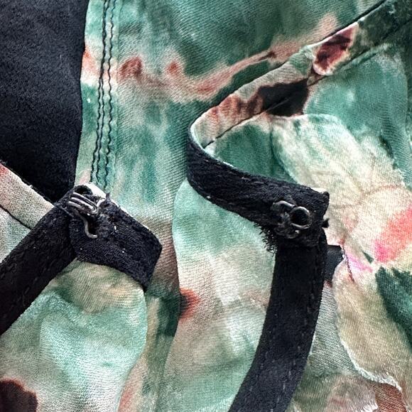 CITRON Santa Monica‎ tie dye floral embossed logenlook open front cardigan 1X - Picture 5 of 12